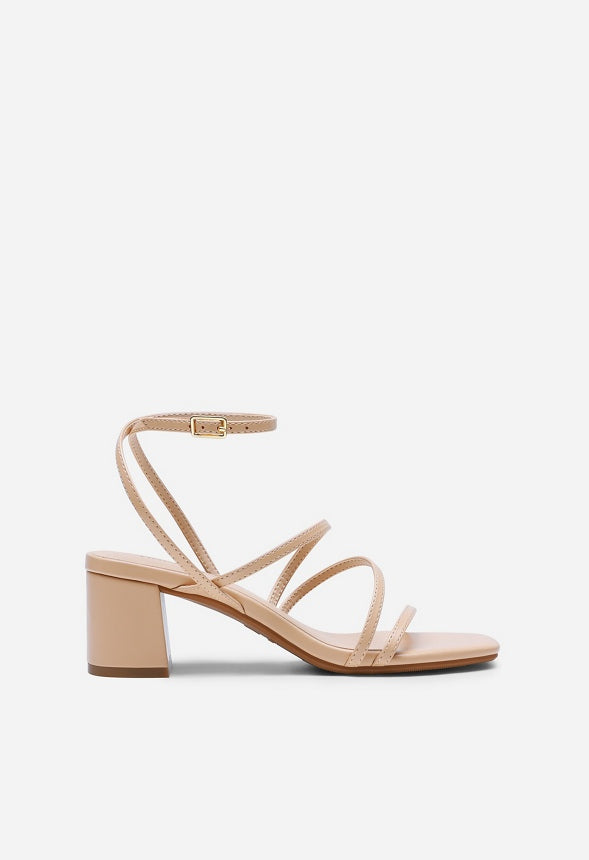 Low Heel Strap Open Toe Sandal Nude