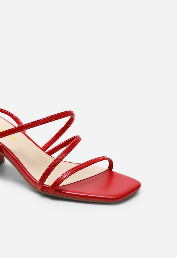 Low Heel Strap Open Toe Sandal Red