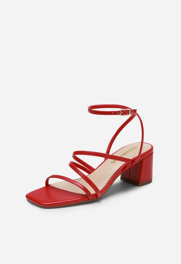 Low Heel Strap Open Toe Sandal Red