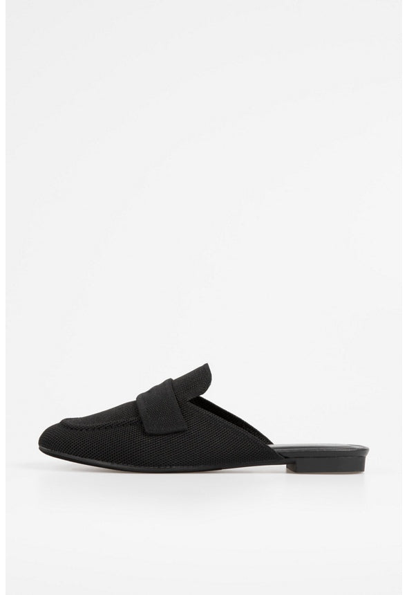 Rounded Toe Flat Mules Black