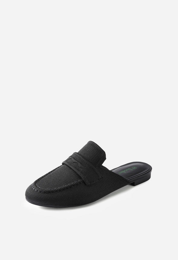 Rounded Toe Flat Mules Black
