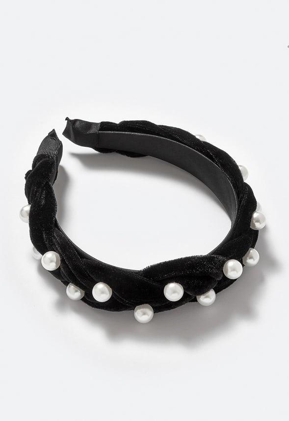 Cami Tonal Colours Stones And Pearls Velvet Alice Headband Multi/ Black