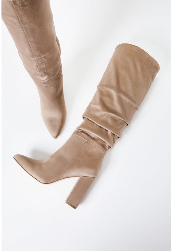 Rosamund Slouch Heeled Boot Taupe