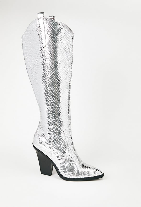 Bella Heeled Boot Silver