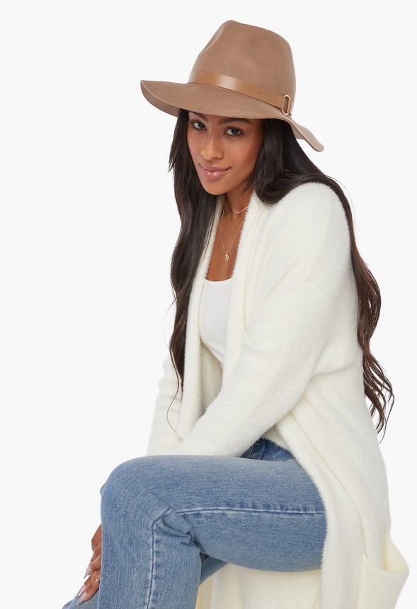 Wool Fedora With Ring Taupe