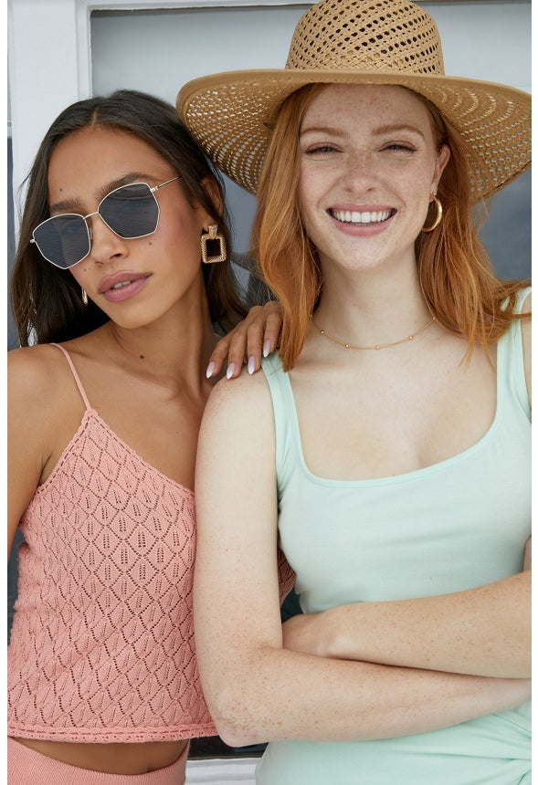 Straw Woven Hat With Band Camel
