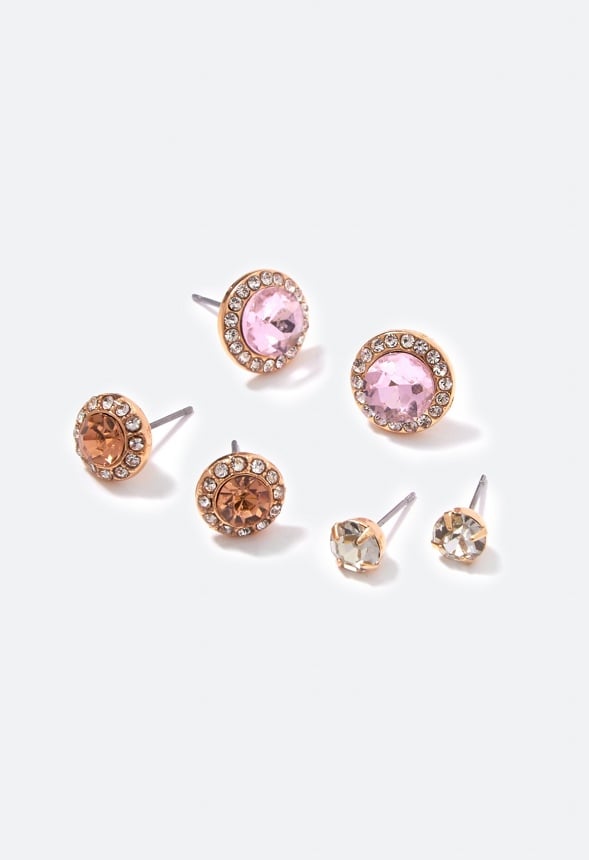 Clare Precious Stud Multipack Pink/ Peach/ Gold