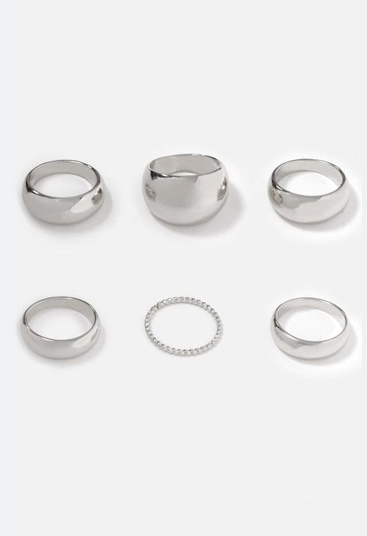 Phoebe Mixed Band Ring Stack Silver