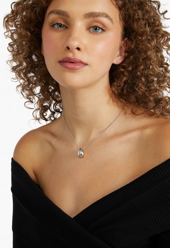 Blake Molten Teardrop Necklace Silver