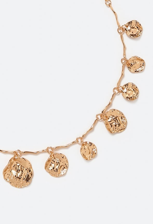 Beck Hammered Metal Discs Necklace Gold/ Gold