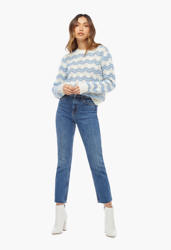 Textured Knit Sweater Blue Multi
