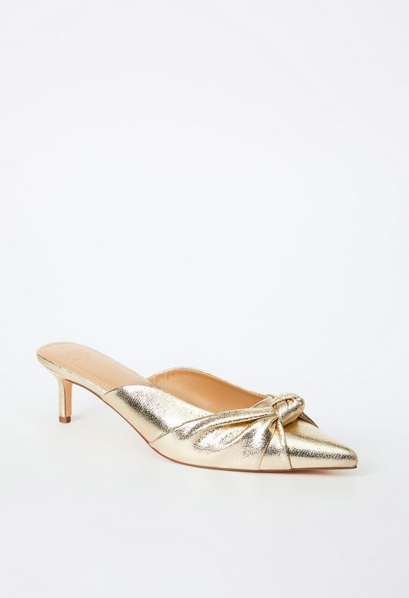 Freya Heeled Mule Pump Gold