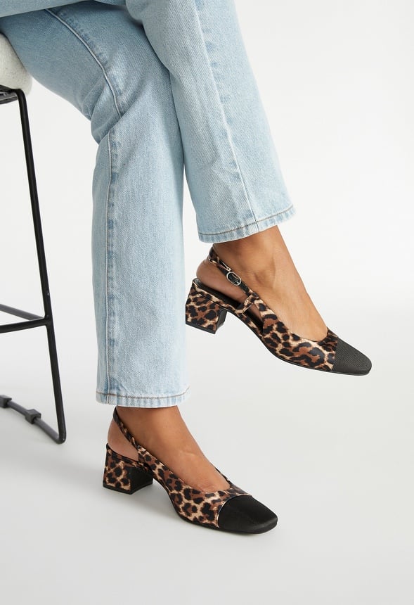 Gracie Slingback Pump Dark Leopard/ Black