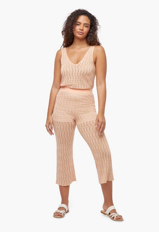 Pointelle Crop Trousers Pink Multi