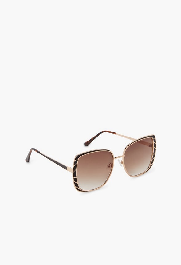 Geometric Frame Oversized Sunglasses Gold