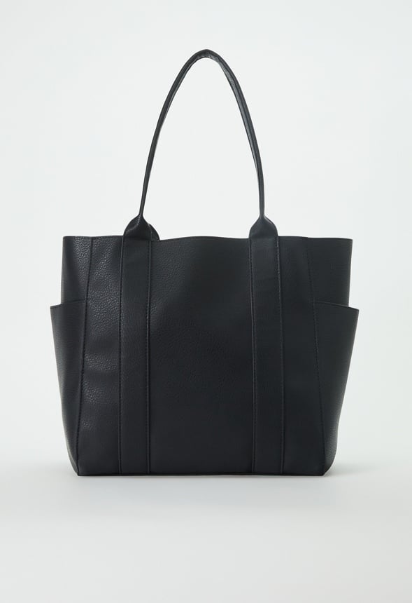 Unlined Multi Pocket Tote Black