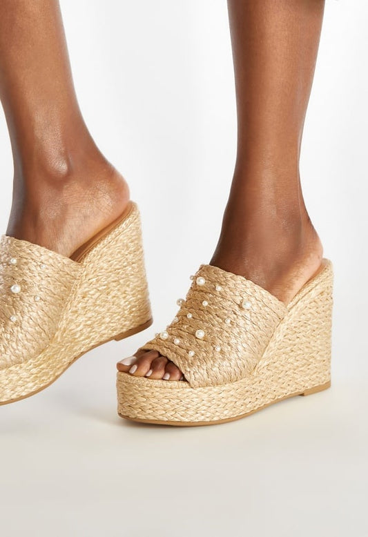 Anaya Mule Wedge Sandal Natural