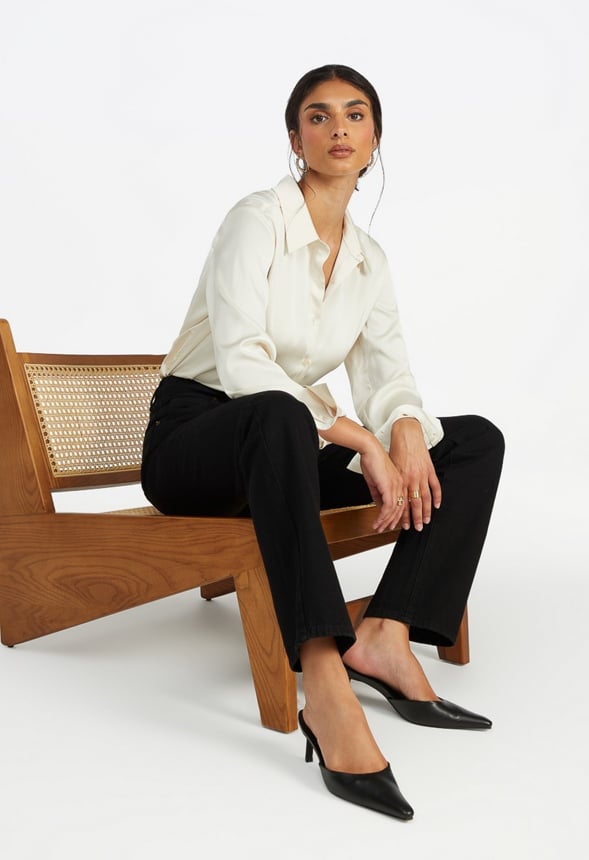 Femme Satin Blouse Birch White