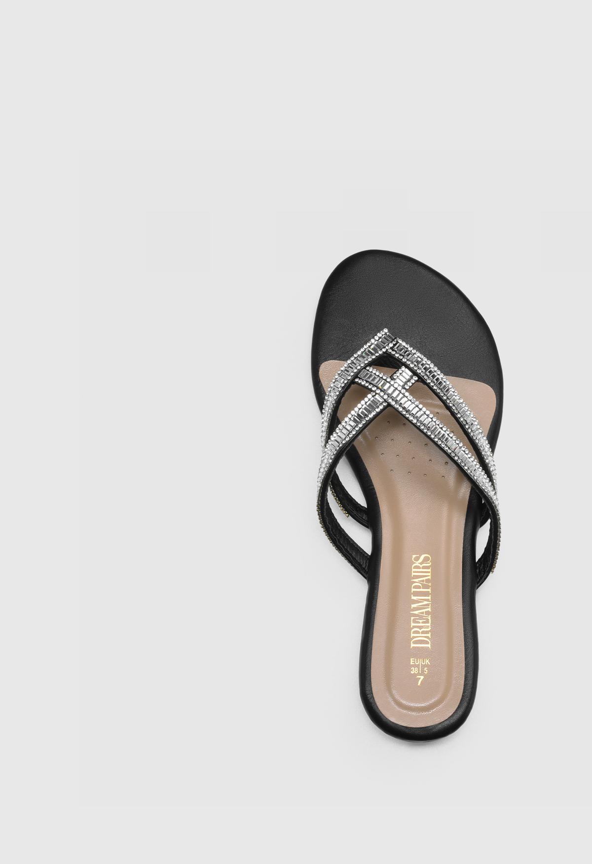 Women's Rhinestone Slide Sandals Fashionable Flat Summer Dress Shoes